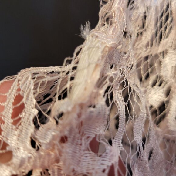 Vintage Pink Lace Blouse Top Surplice Sheer Drop Waist Sugar Free - Picture 6 of 11